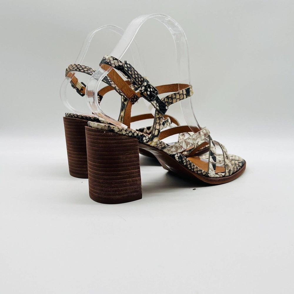 Madewell Womens 7.5 Gray Leather Snake Print Block Heel Strappy Shoes EUC - Picture 8 of 12